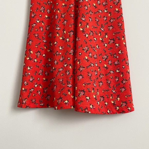 Zara Red Floral Short Sleeve Button Mini Dress - Picture 7 of 9